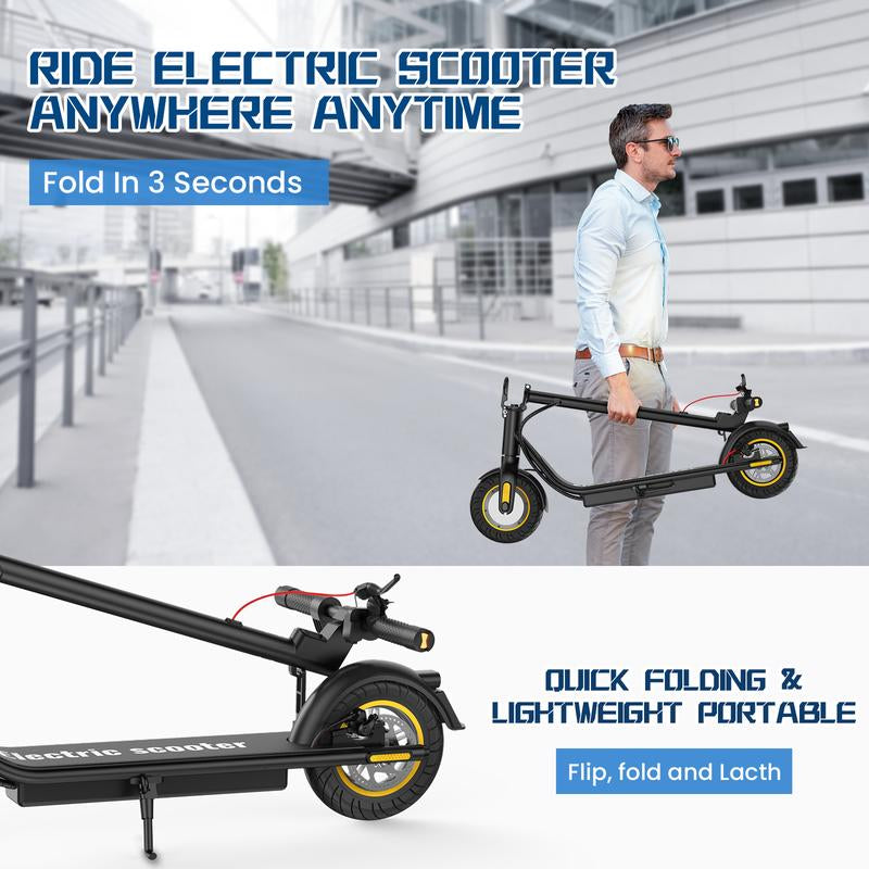 DXH Delong Electric Scooters,10" Tires, for Adults with 500W Motor,Up to 19MPH Max Speed,Powerful App-Enabled Electric Scooter,Portable Electric Scooter with Lights, Electric Folding Scooter with Dual Brakes