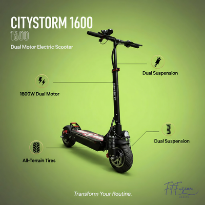 1600W Dual Motor City Electric Scooter – High Power, Foldable Urban E-Scooter for Adults