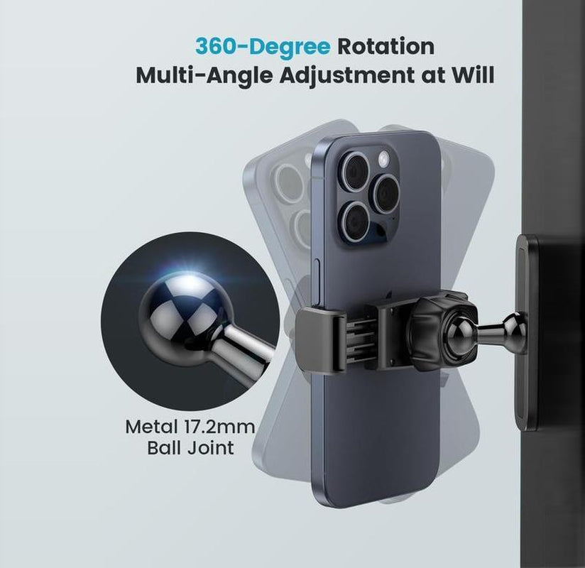Gym Magnetic Phone Mount 360-Degree Adjustable Holder for Gym Attach to Metal Surface Fitness Equipment Accessories for Home Gym Multi-Purpose Smartphone Cellphone Stand for Kitchen Garage Workbench & More