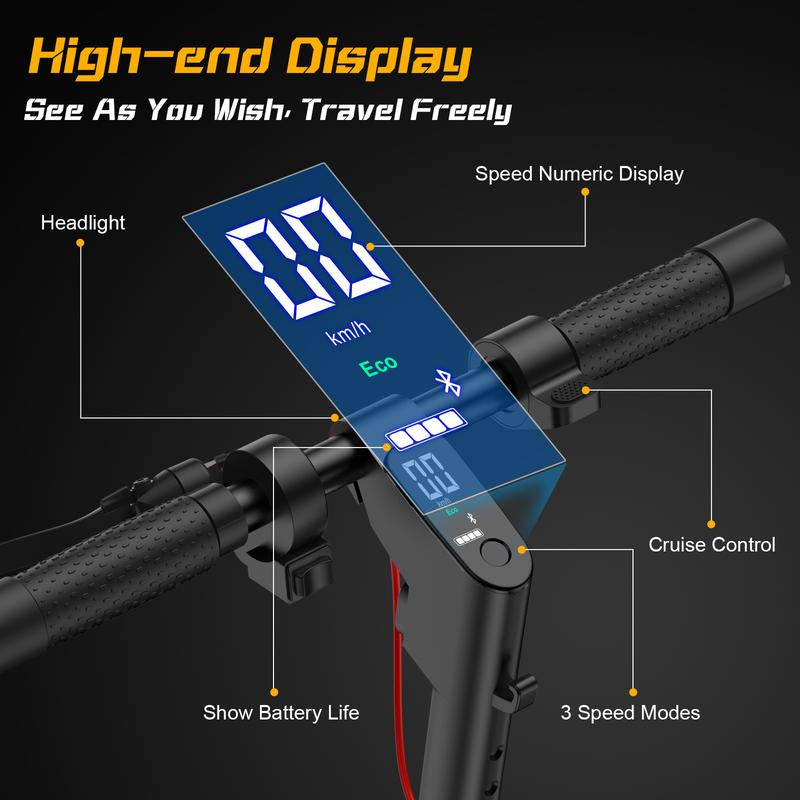 DXH Delong Electric Scooters,10" Tires, for Adults with 500W Motor,Up to 19MPH Max Speed,Powerful App-Enabled Electric Scooter,Portable Electric Scooter with Lights, Electric Folding Scooter with Dual Brakes