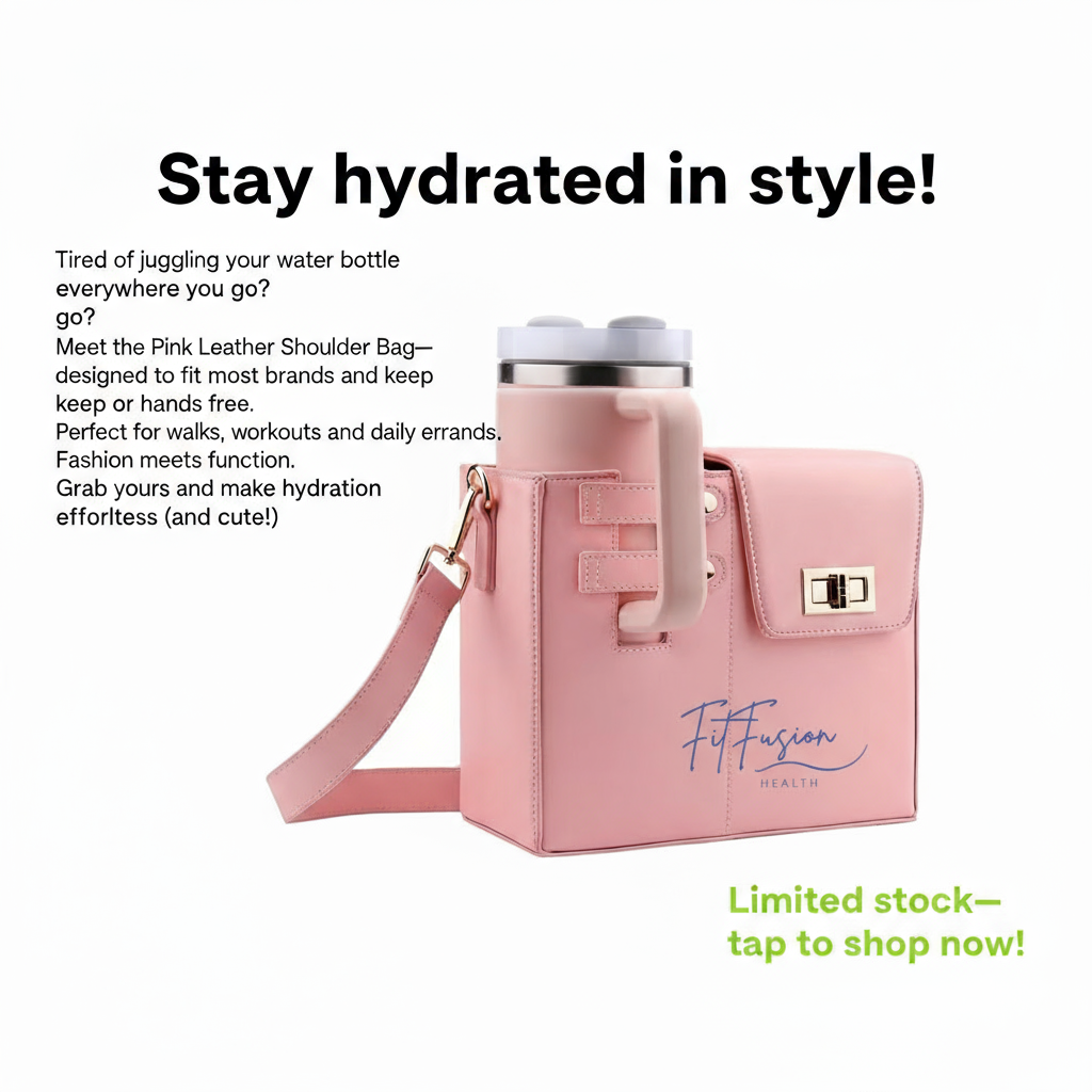 Leather Shoulder Bag For Water Bottles Fits Most Brands - Pink