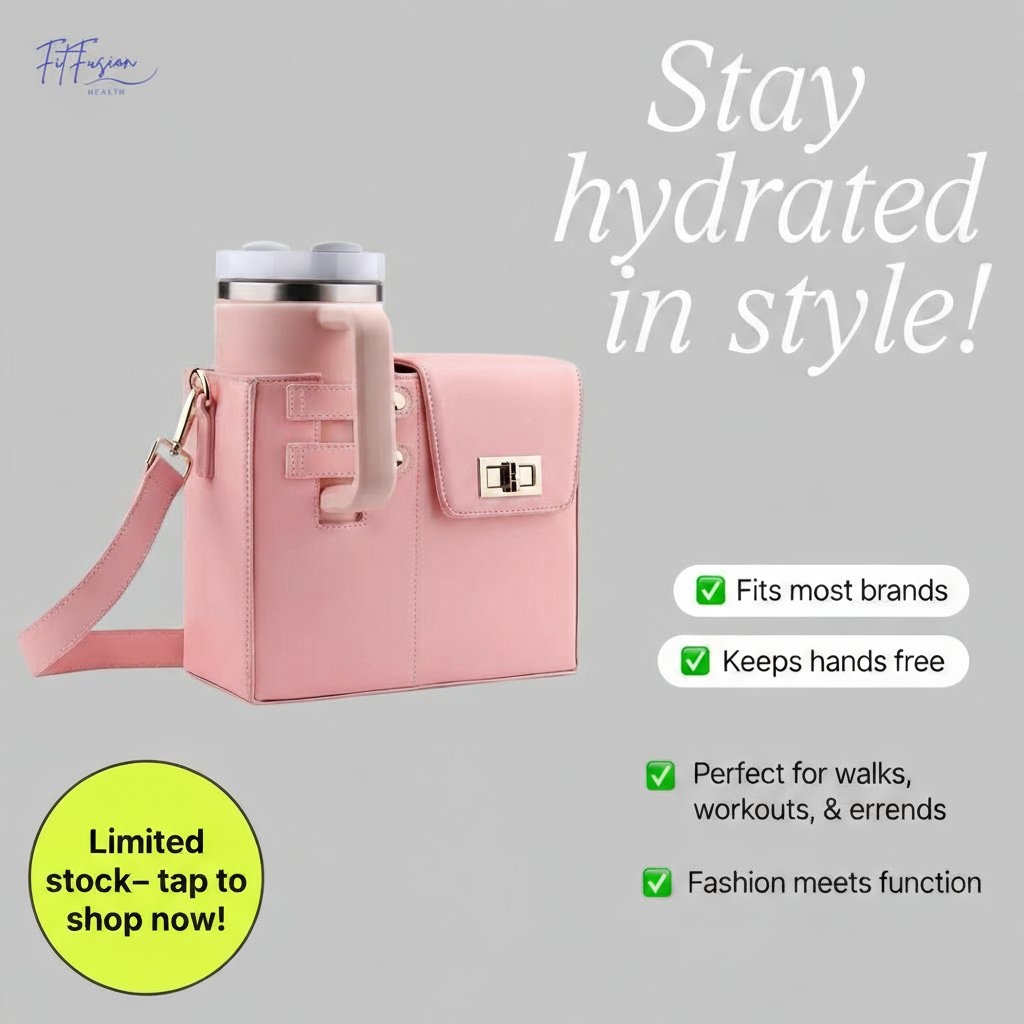 Leather Shoulder Bag For Water Bottles Fits Most Brands - Pink