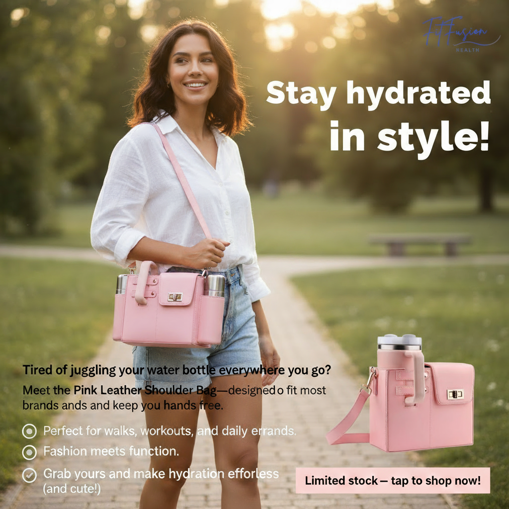 Leather Shoulder Bag For Water Bottles Fits Most Brands - Pink