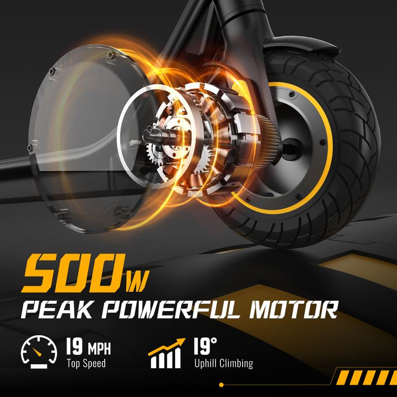 DXH Delong Electric Scooters,10" Tires, for Adults with 500W Motor,Up to 19MPH Max Speed,Powerful App-Enabled Electric Scooter,Portable Electric Scooter with Lights, Electric Folding Scooter with Dual Brakes