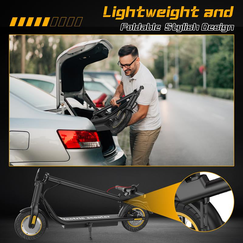 DXH Delong Electric Scooters,10" Tires, for Adults with 500W Motor,Up to 19MPH Max Speed,Powerful App-Enabled Electric Scooter,Portable Electric Scooter with Lights, Electric Folding Scooter with Dual Brakes