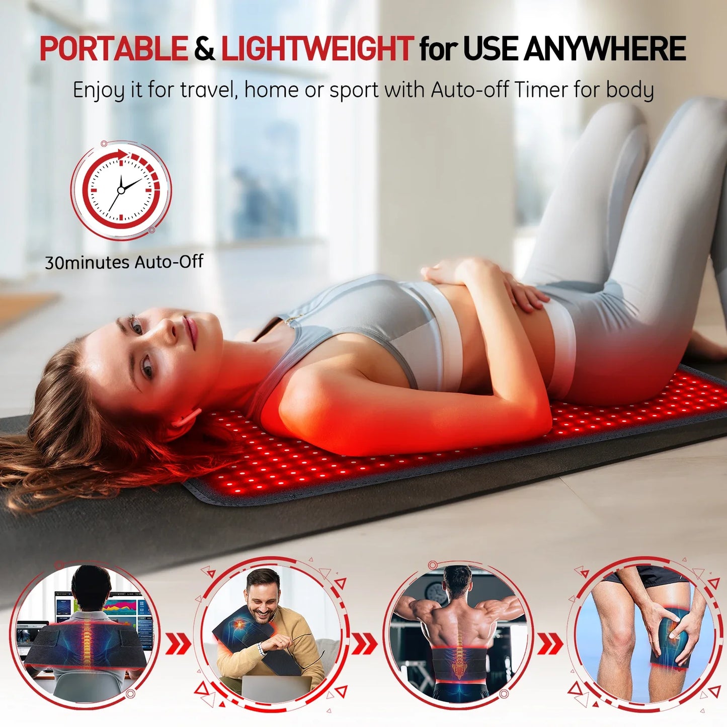 Advanced Red Light Therapy Heating Pad—Targeted Relief for Waist, Back & Shoulders