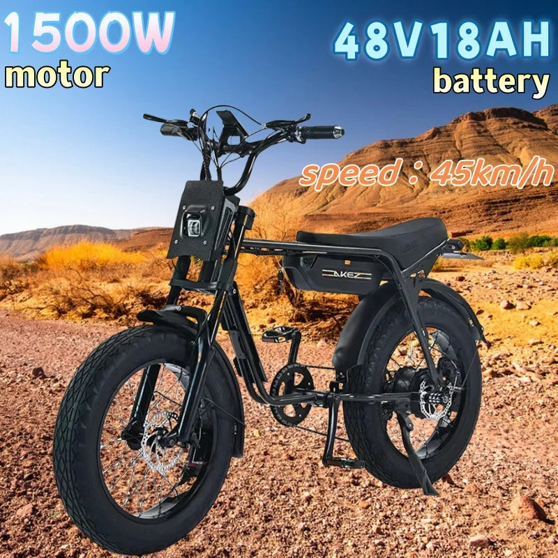 Conquer Every Terrain—AKEZ 1500W Fat Tire Electric Bike for Adults