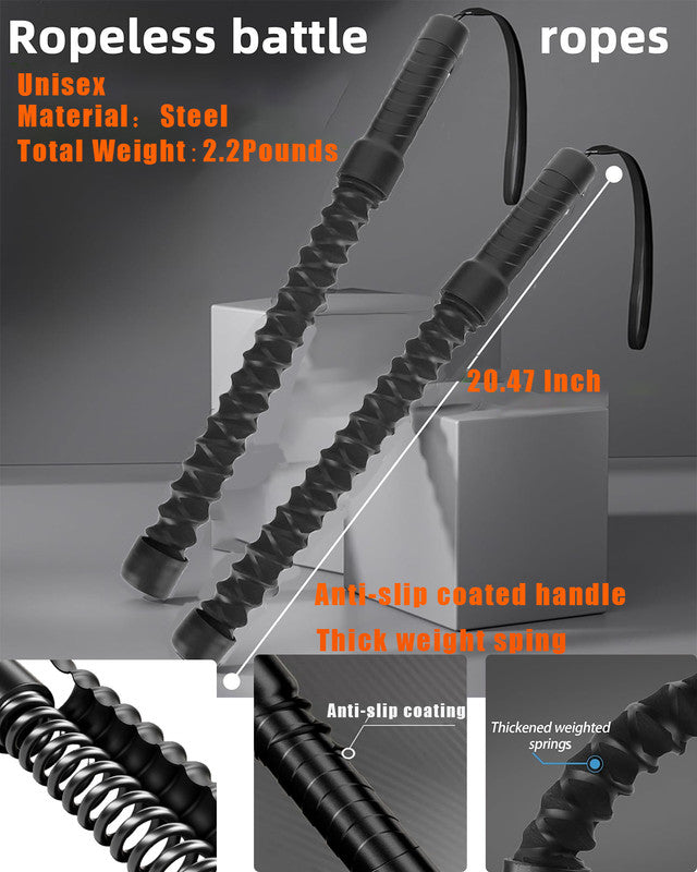 Ropeless Battle Ropes for Home Gym, Cordless Exerciser Rope, Heavy Duty Weighted Wireless Battle Ropes, Exercise Equipment for HIIT, Portable Training Flow rope Working Out for Men Women, Cardio Train