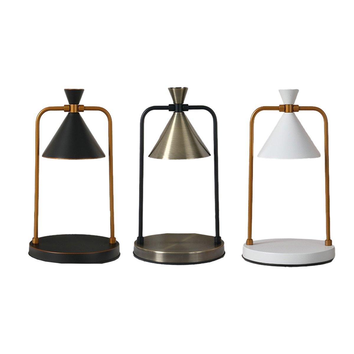 Retro Aromatherapy Table Lamp Dimmable Metal Scented Wax Lamp for Bedroom - White