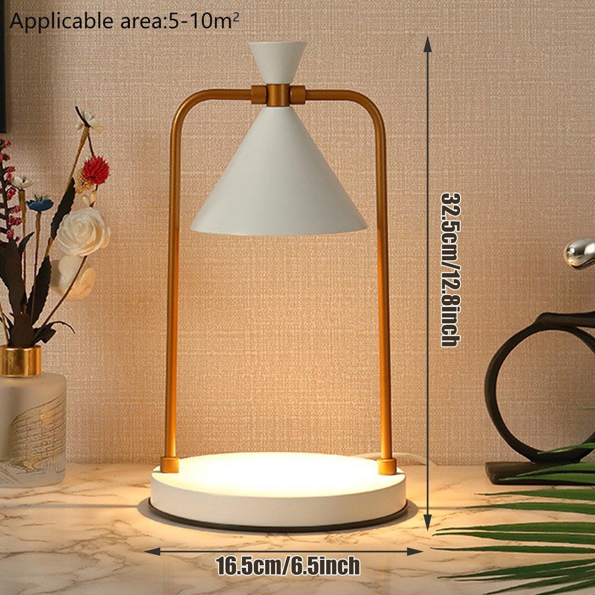 Retro Aromatherapy Table Lamp Dimmable Metal Scented Wax Lamp for Bedroom - White