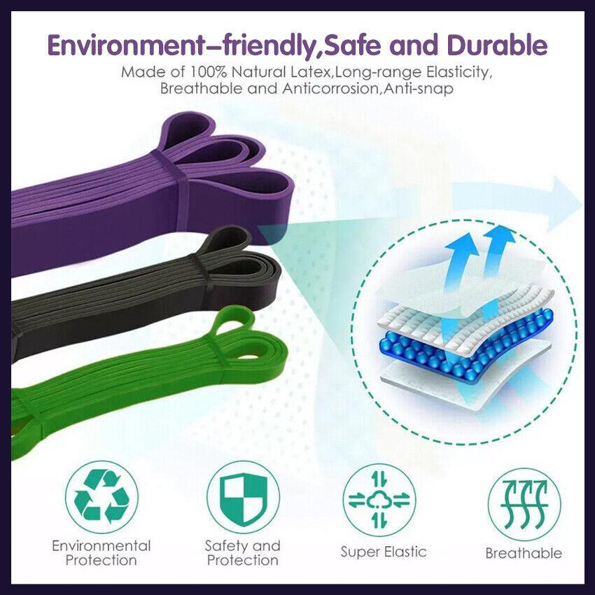 Heavy Duty Resistance Yoga Band Loop Exercise Fitness Workout Band Gym Band - Purple 35-85 lbs (32mm*2080mm)