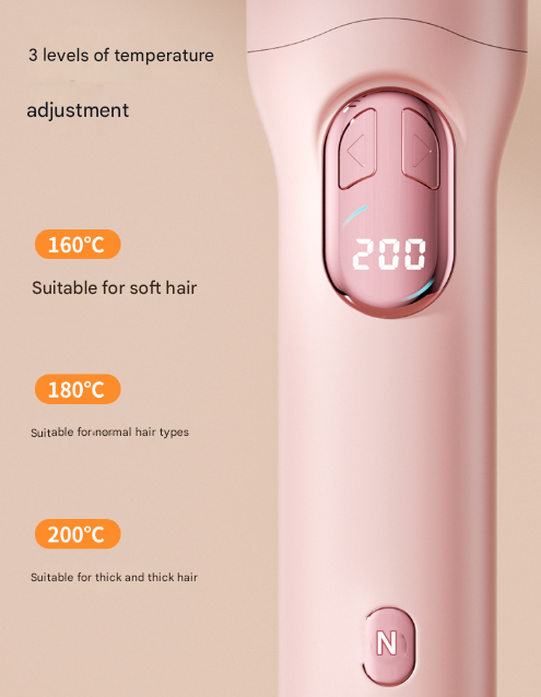 White Portable Cordless Hair Curler - USB-C Rechargeable Automatic Hair Waver with Ceramic Barrel & Anti-Scald Design