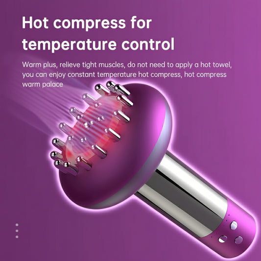Purple Electric Meridian Brush Massager - 6-in-1 Handheld Device with Vibration, Microcurrent, and Heat Therapy