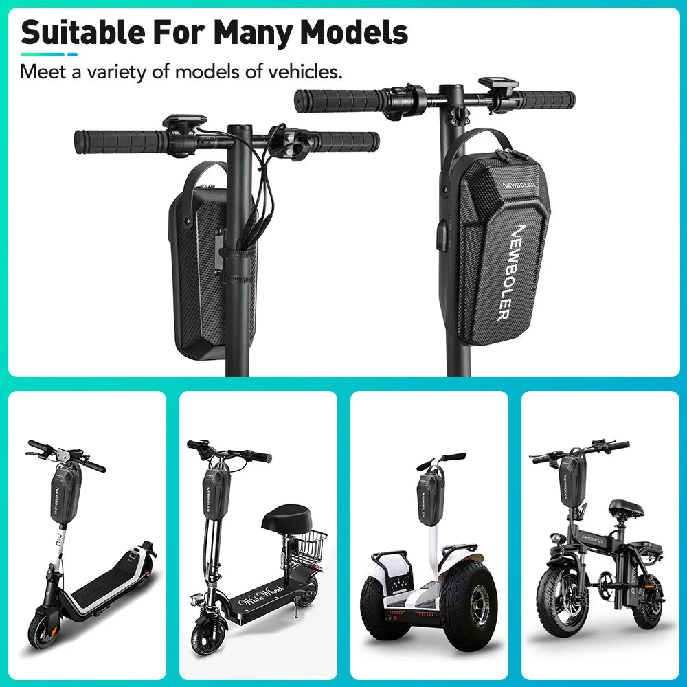 NEWBOLER 3L/5L Electric Scooter Front Bag with USB Port Waterproof Quick Release EVA Electric Scooter Bag Universal Scooter
